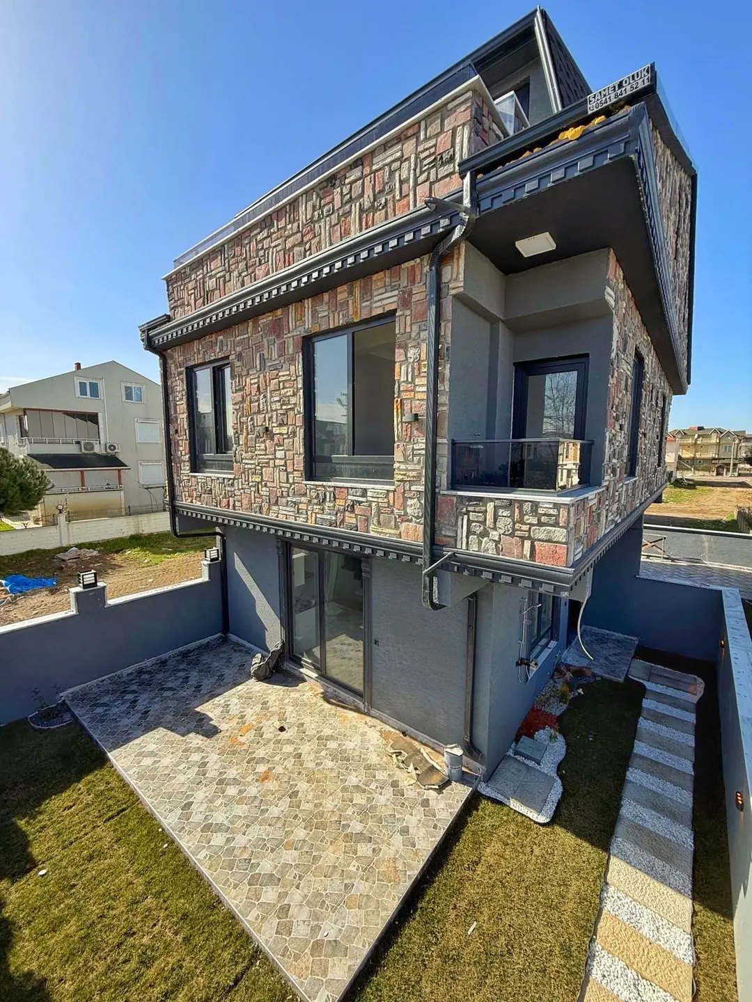 TERAS DENİZ MANZARALI, ÖN CEPHE, PLAJA 105M, LÜKS DİZAYN, TAŞ KONSEPT 4+1 TRİPLEKS VİLLA! KOCAALİ ALANDERE MH — Satılık Villa, Kocaali